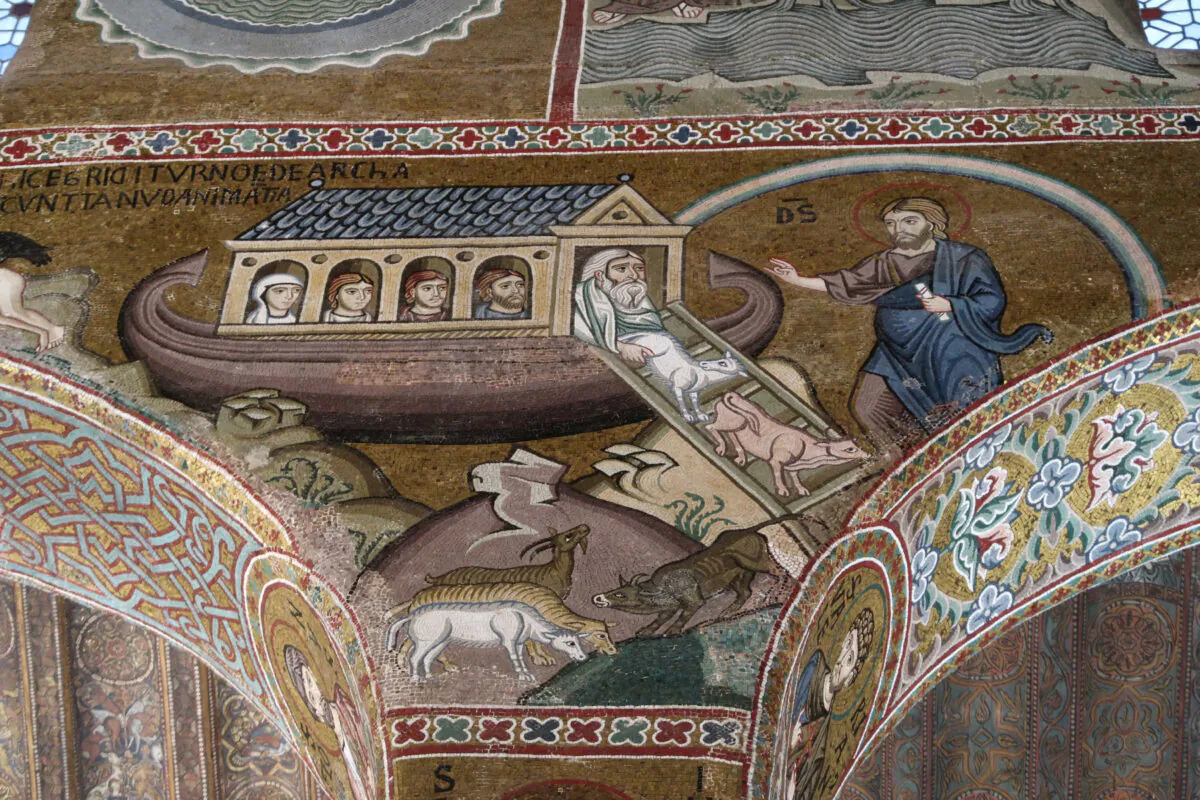 Mosaics at Monreale Cathedral, outside of Palermo, Sicily, depict the biblical story of Noah's Ark. (Photo courtesy of Barbara Selwitz.) 