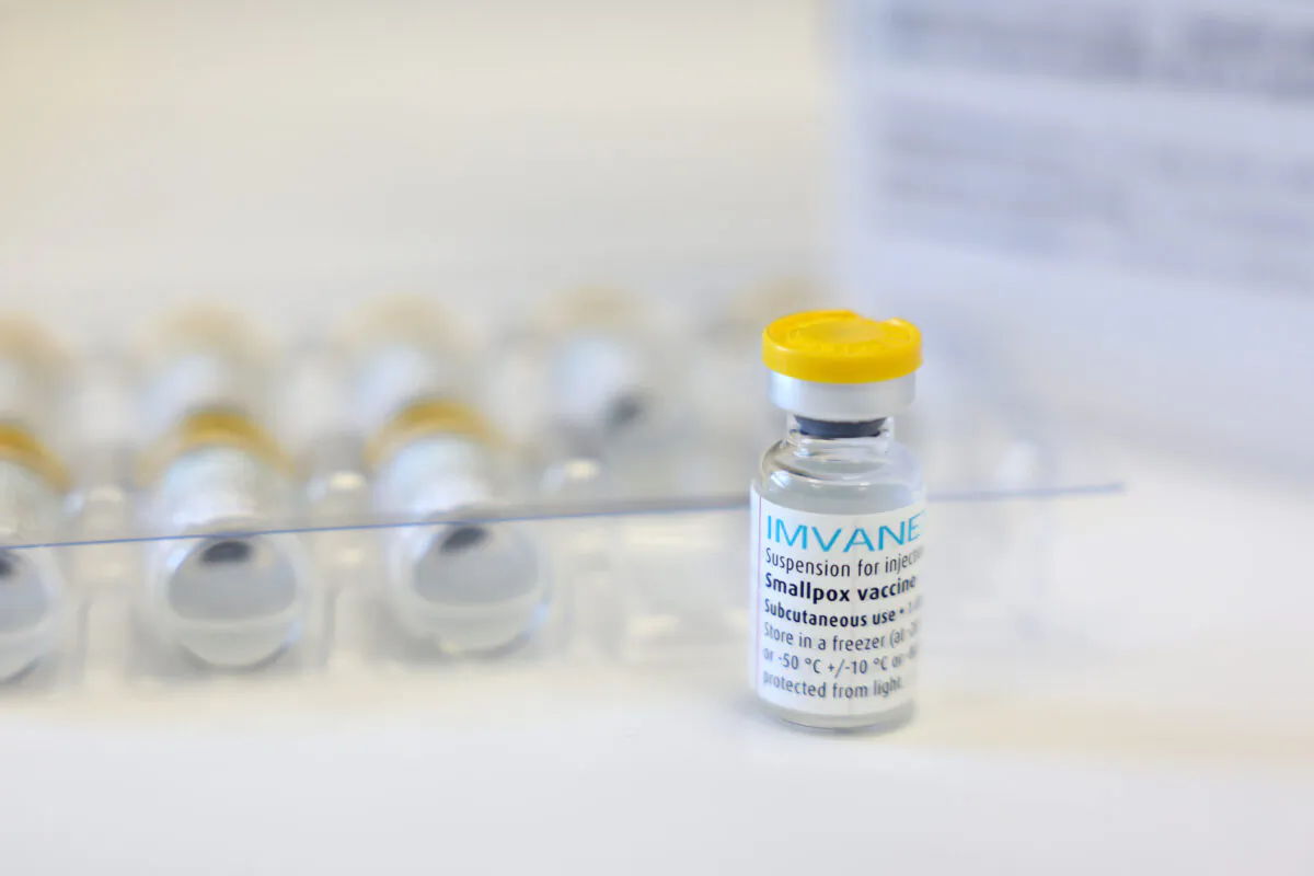 A vial containing the monkeypox vaccine in London on July 23, 2022. (Hollie Adams/Getty Images)