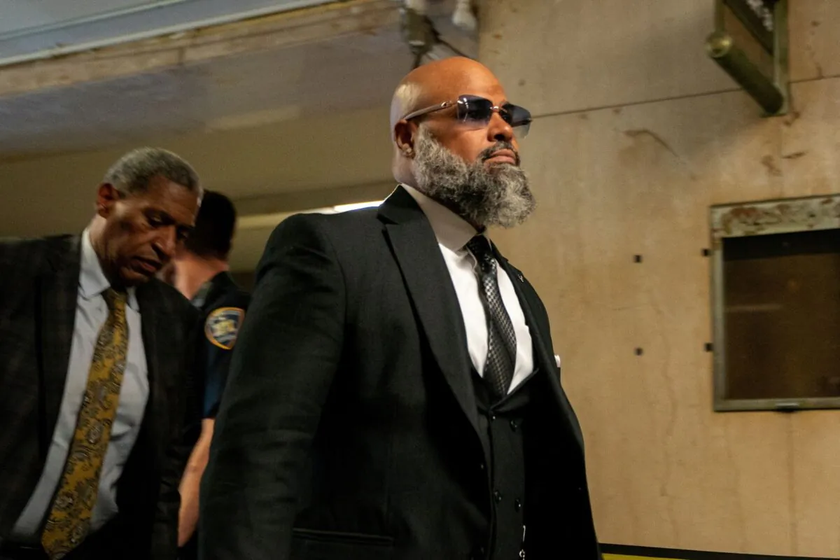 Steven Lopez, a co-defendant of the Central Park Five case, departs the state Supreme Court after being exonerated in New York on July 25, 2022. (David 'Dee' Delgado/Reuters)