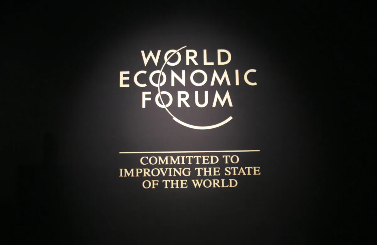 Logo of the World Economic Forum taken at the Congress Centre in Davos, Switzerland, on Jan. 24, 2007. (Joel Saget/AFP via Getty Images)