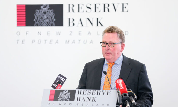 Reserve Bank Governor Adrian Orr speaks during a press conference at the Reserve Bank of New Zealand, in Wellington, New Zealand, on March 16, 2020. (Hagen Hopkins/Getty Images)