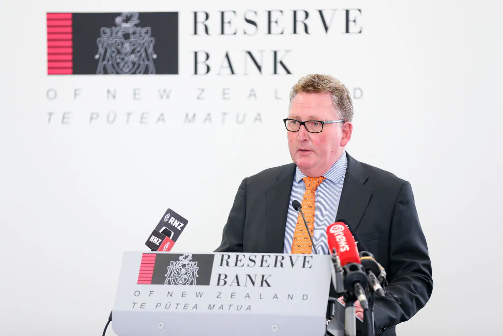 Reserve Bank Governor Adrian Orr speaks during a press conference at the Reserve Bank of New Zealand, in Wellington, New Zealand, on March 16, 2020. (Hagen Hopkins/Getty Images)