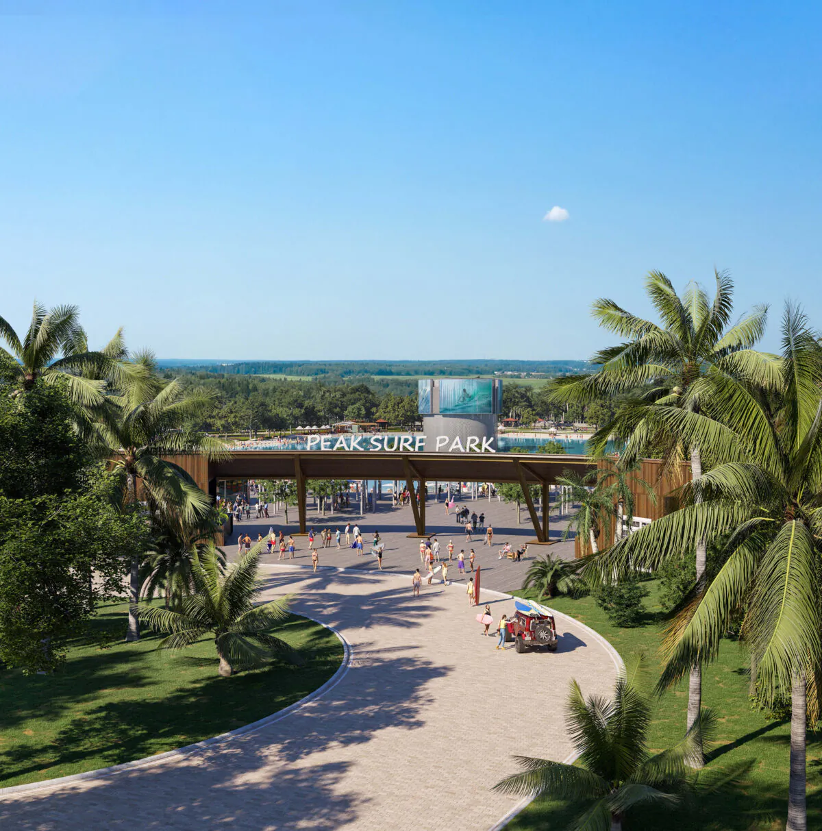 Renderings of the proposed Peak Surf Park planned for a location in either Pinellas or Hillsborough counties near Tampa, Florida, that looks to open by 2025. (Peak Surf Park/TNS