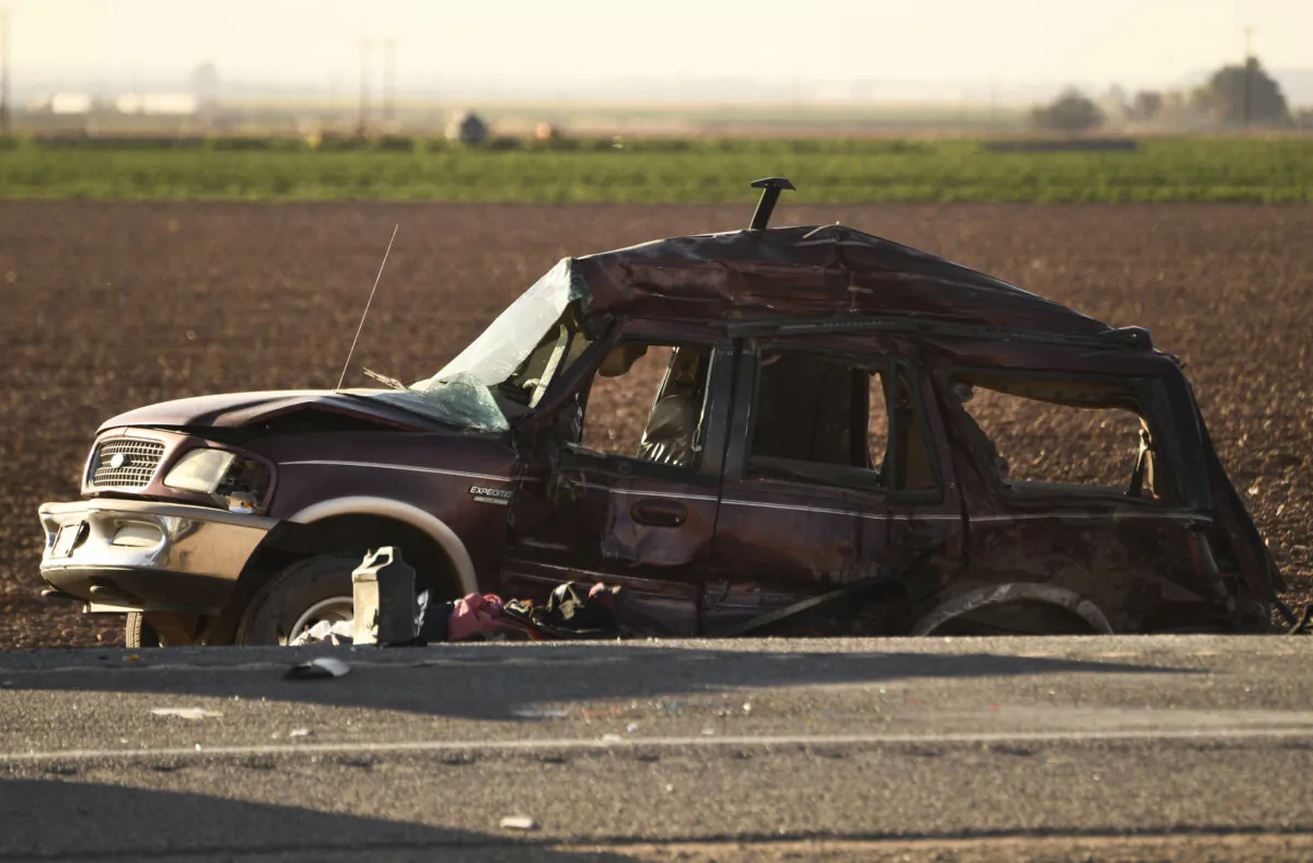 Thirteen suspected illegal aliens were killed in southern California when a vehicle packed with passengers—including minors—collided with a large truck close to the Mexico border, on March 2, 2021. (Patrick Fallon/AFP via Getty Images)