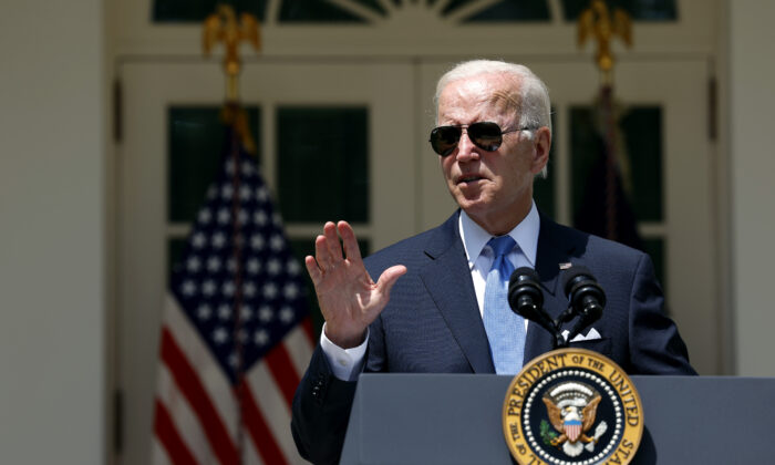 President Joe Biden delivers remarks on COVID-19 in the Rose Garden at the White House in Washington on July 27, 2022. (Anna Moneymaker/Getty Images)