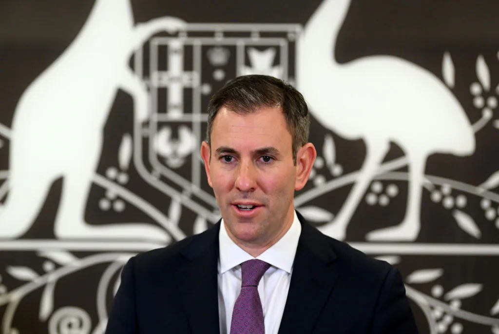 Australian Treasurer Jim Chalmers speaks during a press conference in Brisbane, Australia, on July 22, 2022. (Dan Peled/Getty Images)