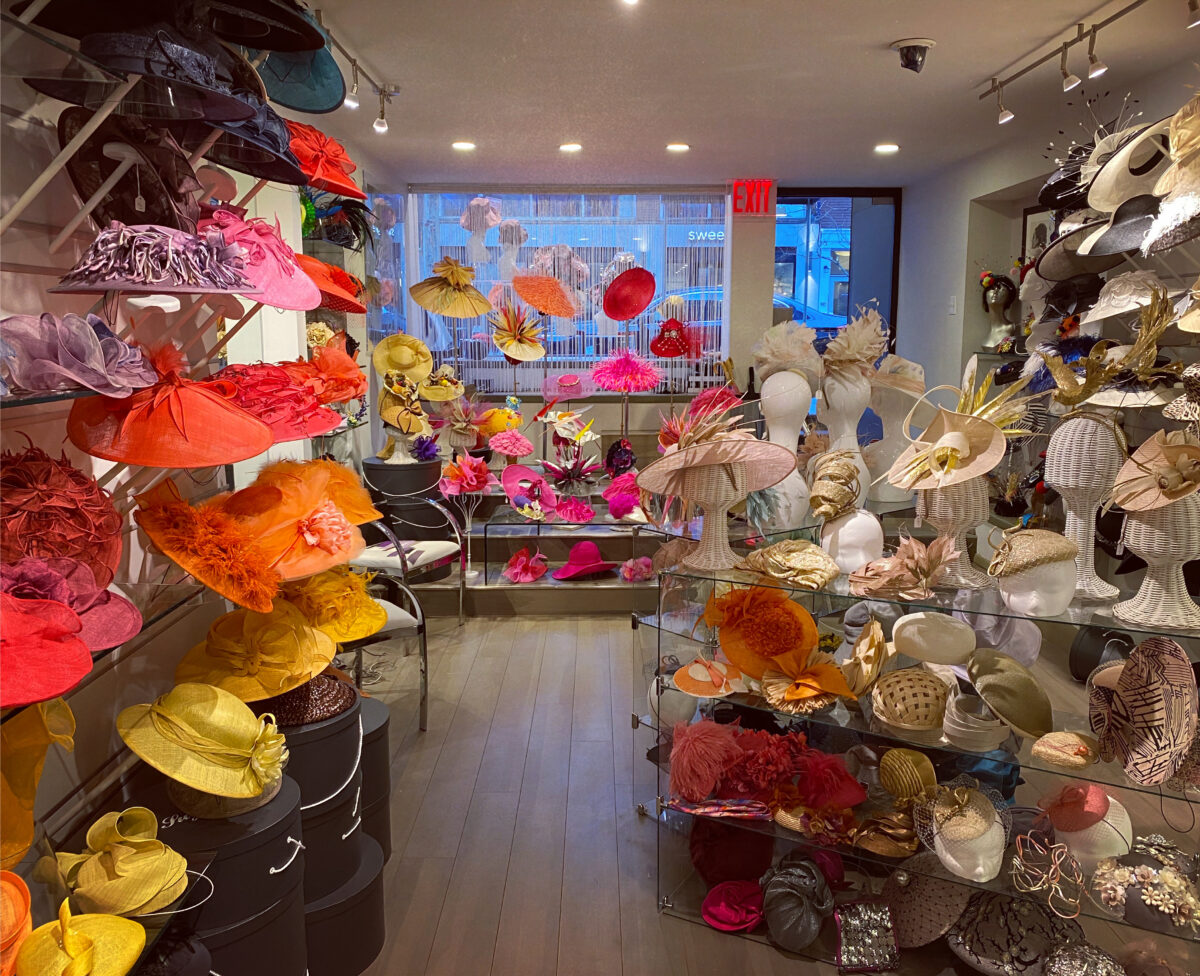 In her lovely store on 61st Street in New York City's Upper East Side, the 75-year-old milliner custom-makes the beautiful hats for the Kentucky Derby and Ascot races, weddings, luncheons, and other special occasions. (Courtesy of Suzanne Couture Millinery) 