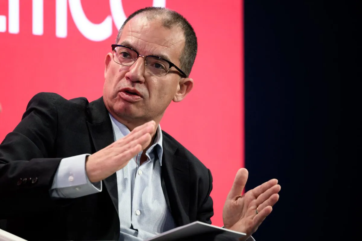 Moderna CEO Stephane Bancel speaks at the World Economic Forum annual meeting in Davos, Switzerland, on May 23, 2022. (Fabrice Coffrini/Getty Images)