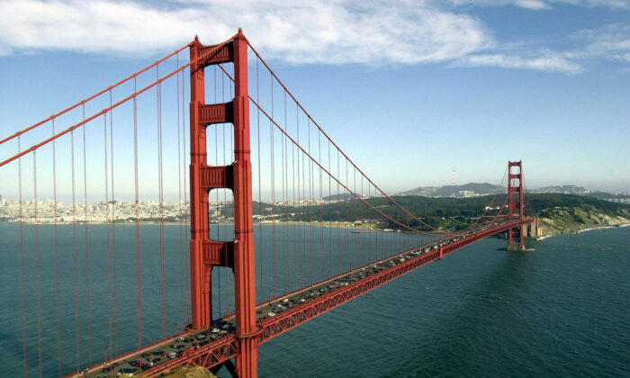 The Golden Gate Bridge spans the bay in San Francisco, Calif., in a file photo. (Justin Sullivan/Getty Images)