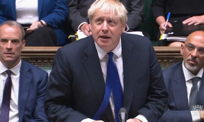 Boris Johnson during Prime Minister’s Questions in the House of Commons (House of Commons/PA)