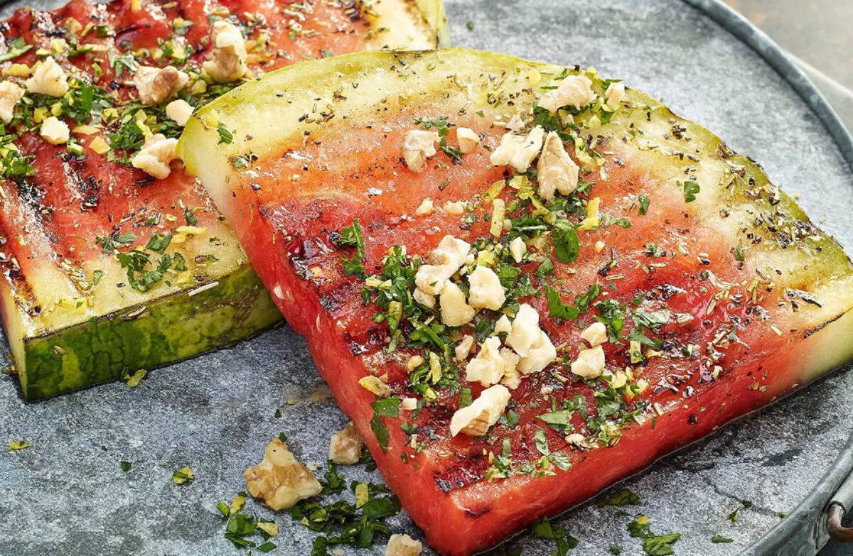 Grilled Watermelon Steaks with Walnut Gremolata. (Courtesy of McCormick)