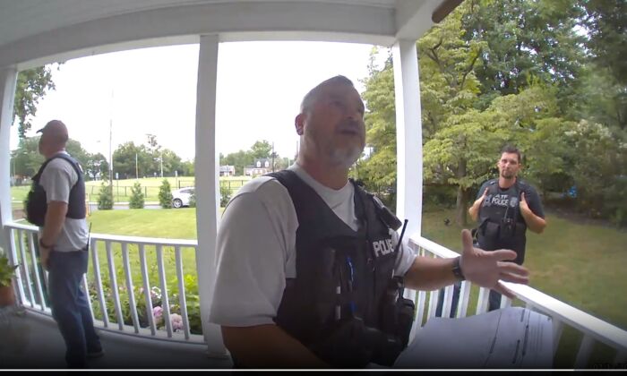 Two ATF agents and a state trooper asked to see the recently bought guns of a Delaware gun owner on July 12, 2022. (Screenshot via Ring Video Doorbell website)