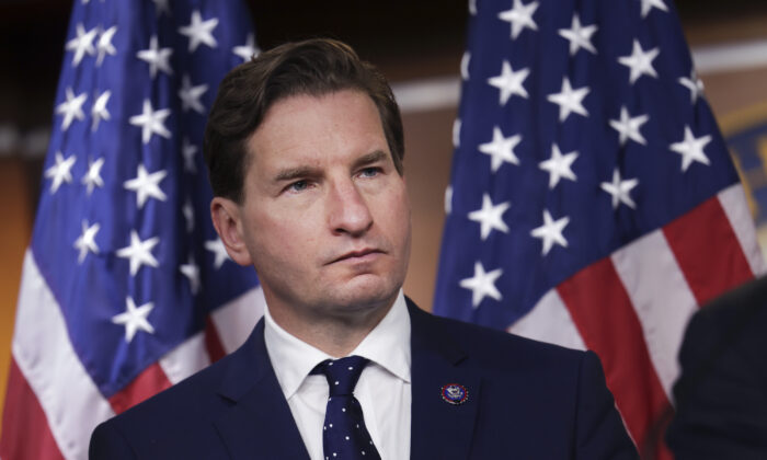 U.S. Rep. Dean Phillips (D-Minn.) attends a news conference on Iran negotiations on Capitol Hill in Washington on April 6, 2022. (Kevin Dietsch/Getty Images)