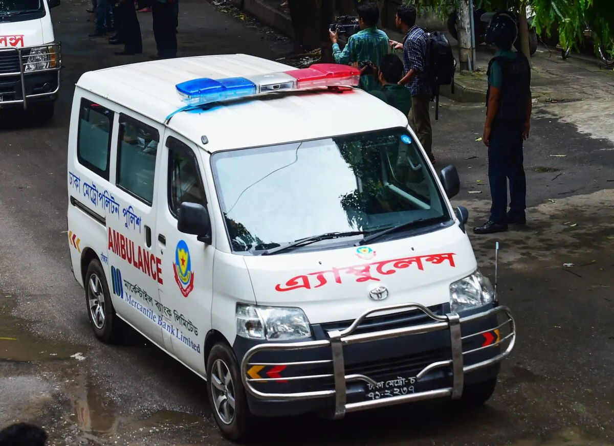 An ambulance in the Bangladeshi capital Dhaka on July 2, 2016. (STR/AFP via Getty Images)
