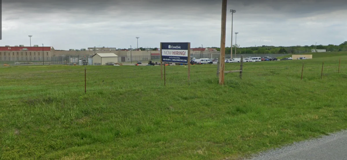 The Davis Correctional Facility, which is a privately run prison in Holdenville about 70 miles southeast of Oklahoma City, Okla., in April 2022. (Google Maps/Screenshot via The Epoch Times)