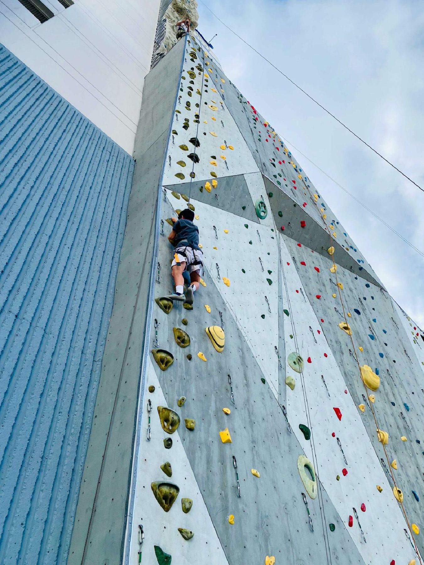 A climber tries his luck over downtown Reno, Nevada.