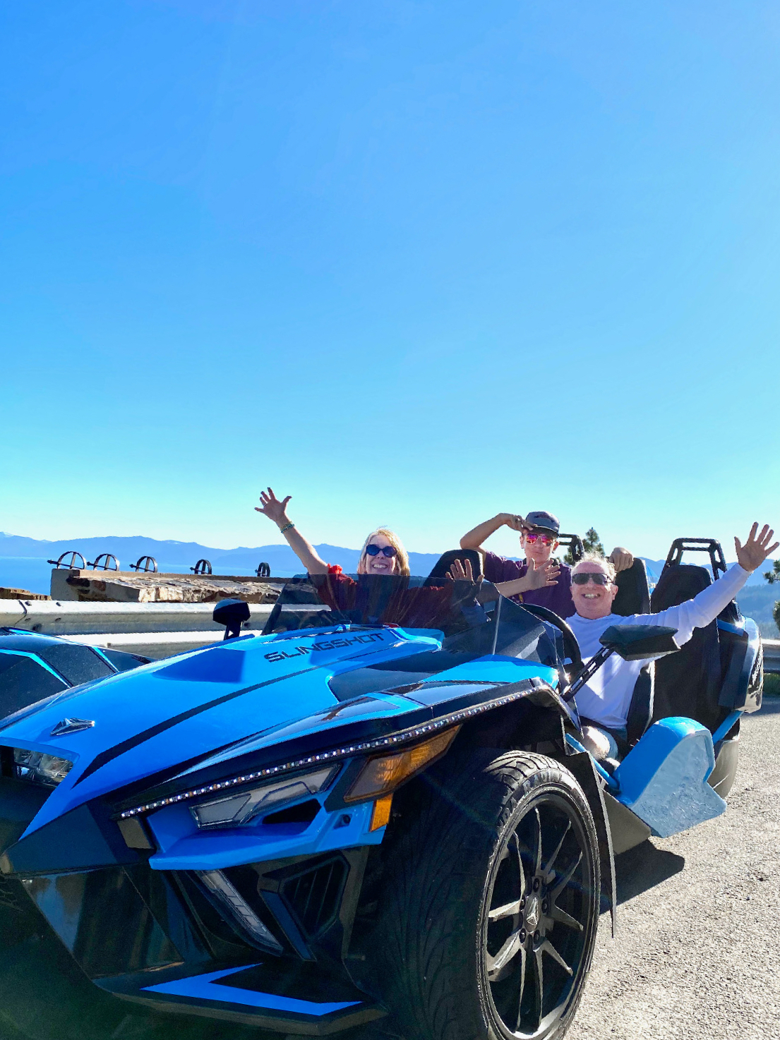 The author and her family tool around Lake Tahoe, California, in their rented Slingshot.
