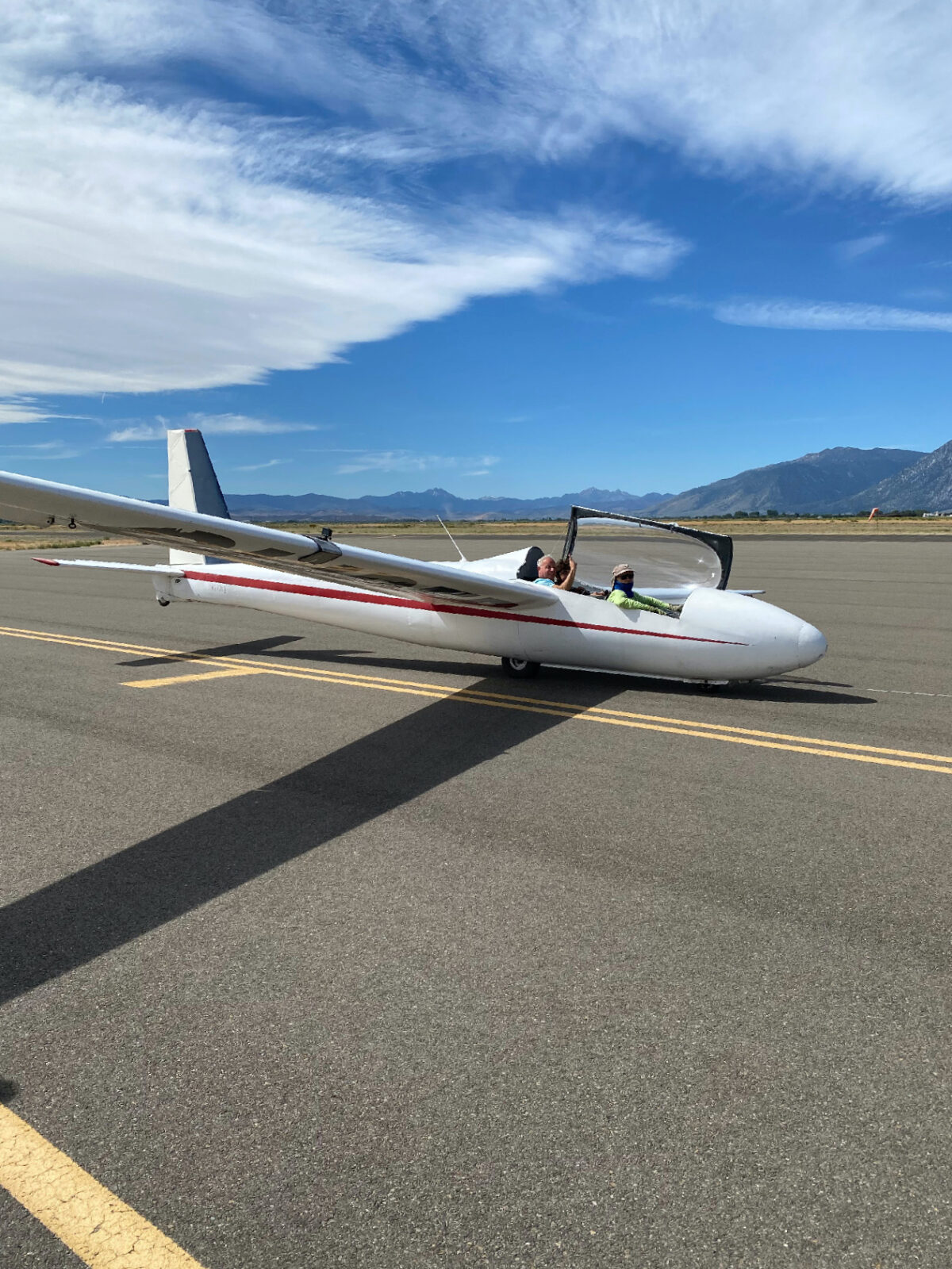 A glider plane waits for takeoff for a bird's-eye view of Carson Valley, Nevada. (Photo Courtesy of Margot Black.)