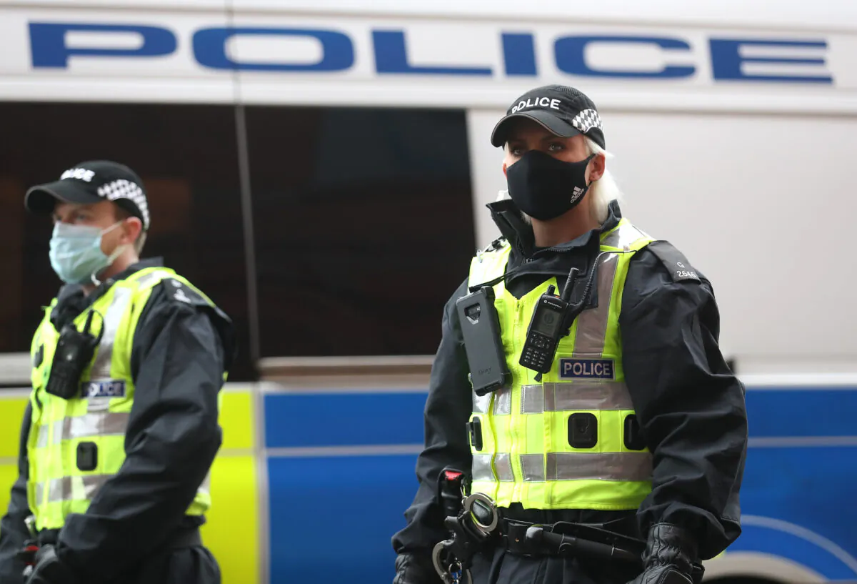 Police in Glasgow, Scotland on April 18, 2021. (Ian MacNicol/Getty Images)