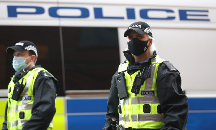 Police in Glasgow, Scotland on April 18, 2021. (Ian MacNicol/Getty Images)