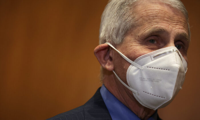 Dr. Anthony Fauci, director of the National Institute of Allergy and Infectious Diseases and chief medical adviser to U.S. President Joe Biden, during a hearing in Washington on May 17, 2022. (Alex Wong/Getty Images)