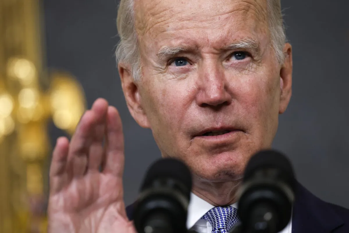 President Joe Biden delivers remarks on the Inflation Reduction Act of 2022 in the State Dining Room of the White House in Washington on July 28, 2022. (Anna Moneymaker/Getty Images)