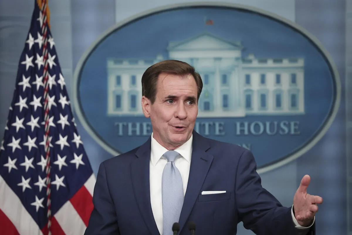 National Security Council Coordinator for Strategic Communications John Kirby speaks during the daily briefing at the White House on Aug. 2, 2022. (Win McNamee/Getty Images)