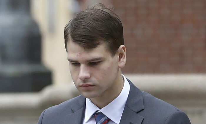 Nathan Carman arrives at federal court in Providence, R.I., on Aug. 13, 2019. (Steven Senne/AP Photo)