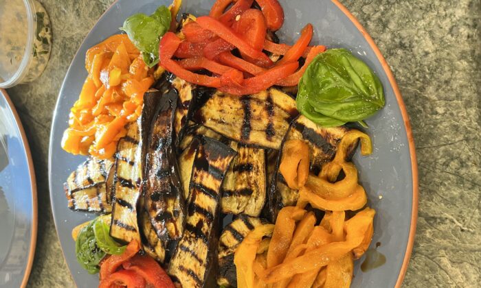 Colorful Grilled Sweet Peppers and Eggplant Brighten the Table