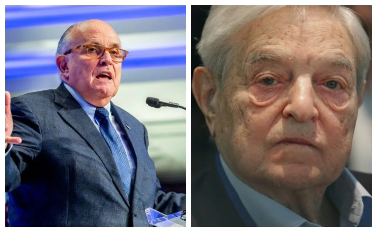 George Soros and Rudy Guiliani in a file photo. (Chip Somodevilla/Getty Images; Tasos Katopodis/Getty Images)