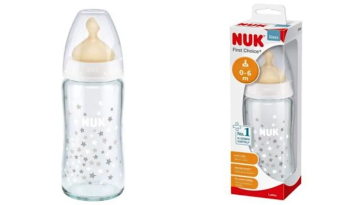 NUK First Choice 240 mL glass baby bottles are being recalled over high levels of lead. (Courtesy of U.S. Consumer Product Safety Commission)