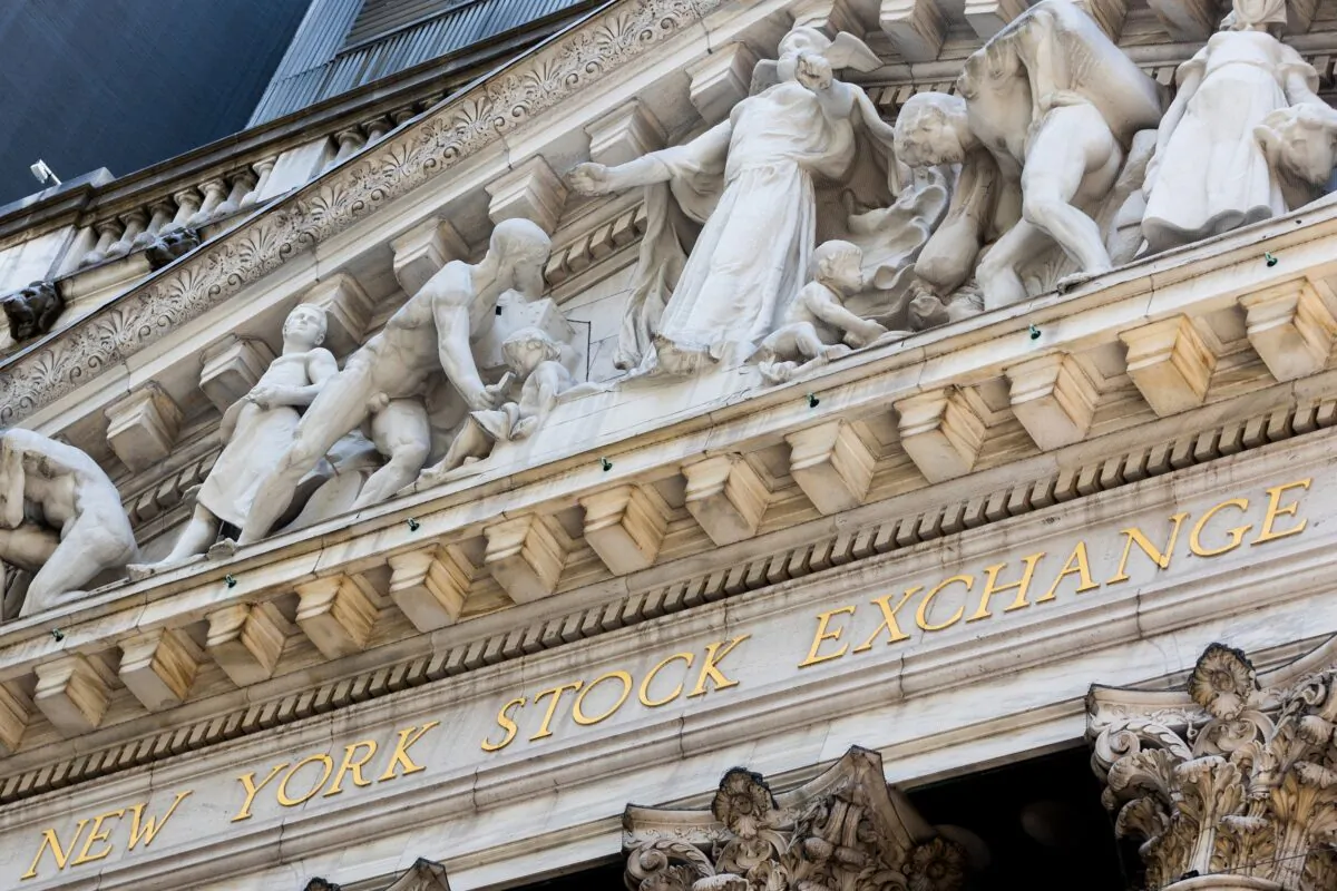 The exterior of The New York Stock Exchange in New York on Aug. 3, 2022. (Julia Nikhinson/AP Photo)