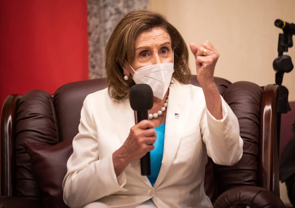U.S. House Speaker Nancy Pelosi (D-Calif.), attends a meeting at the Legislative Yuan, Taiwan's house of parliament in Taipei, Taiwan, on Aug. 3, 2022. (Central News Agency via Getty Images)