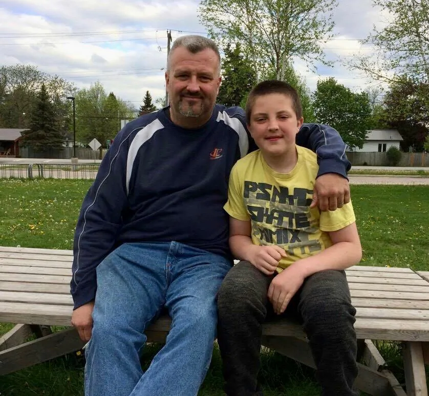 Dan Hartman and his son, Sean, who passed away at age 17 on Sept. 27, 2021. Sean was vaccinated for COVID-19 on Aug. 25, 2021, because he wanted to be able to continue playing hockey. (Courtesy of Dan Hartman)