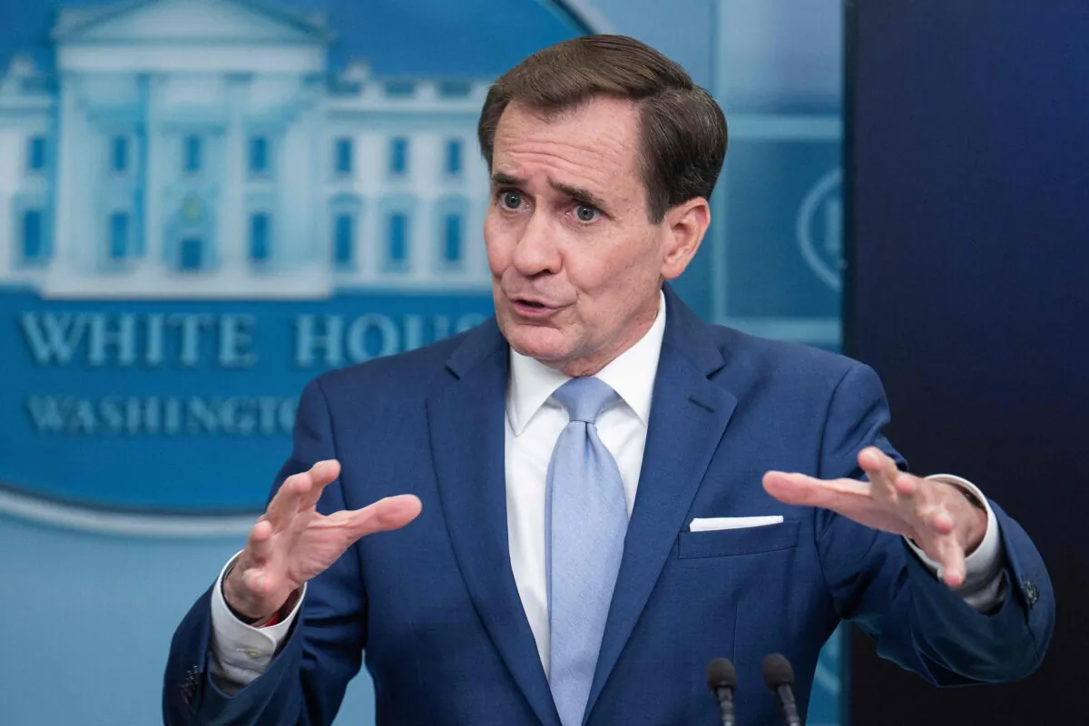 White House spokesman John Kirby speaks to reporters in Washington on Aug. 2, 2022. (Jim Watson/AFP via Getty Images)