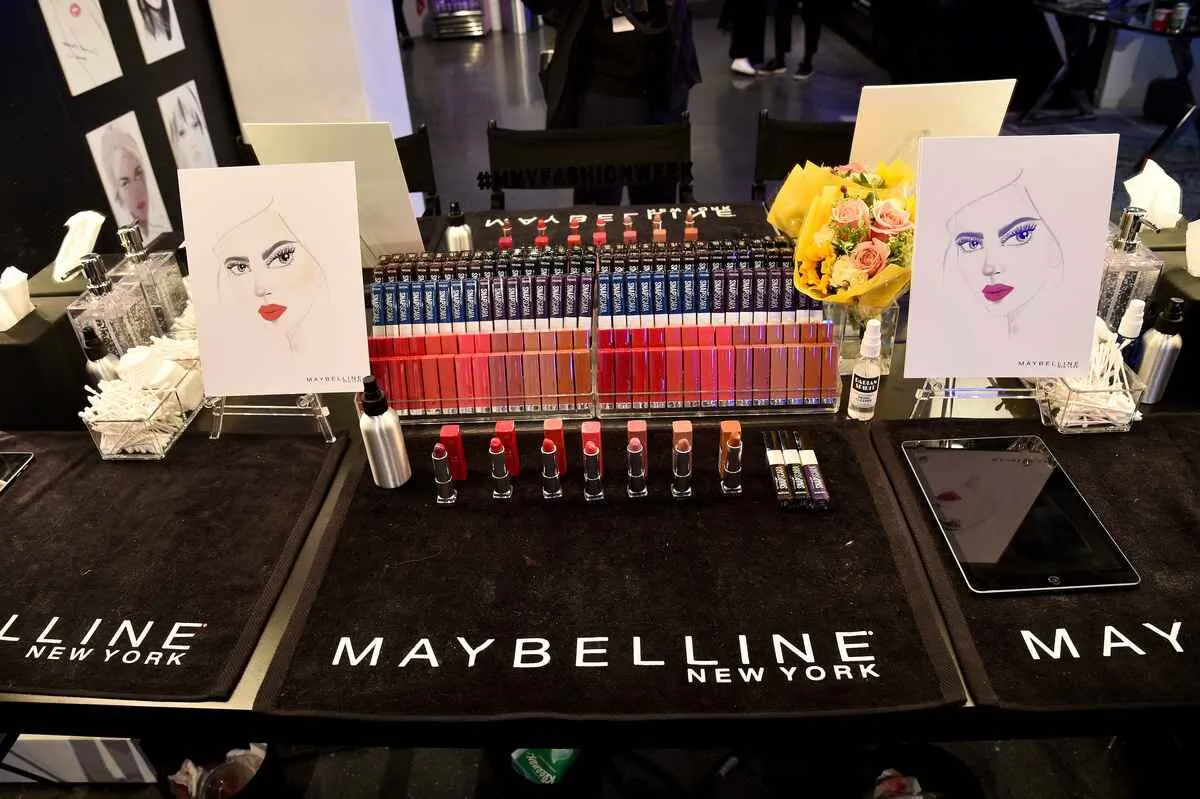 Maybelline cosmetics displayed in the backstage of New York Fashion Week Feb. 13, 2019. (Bryan Bedder/Getty Images for IMG)