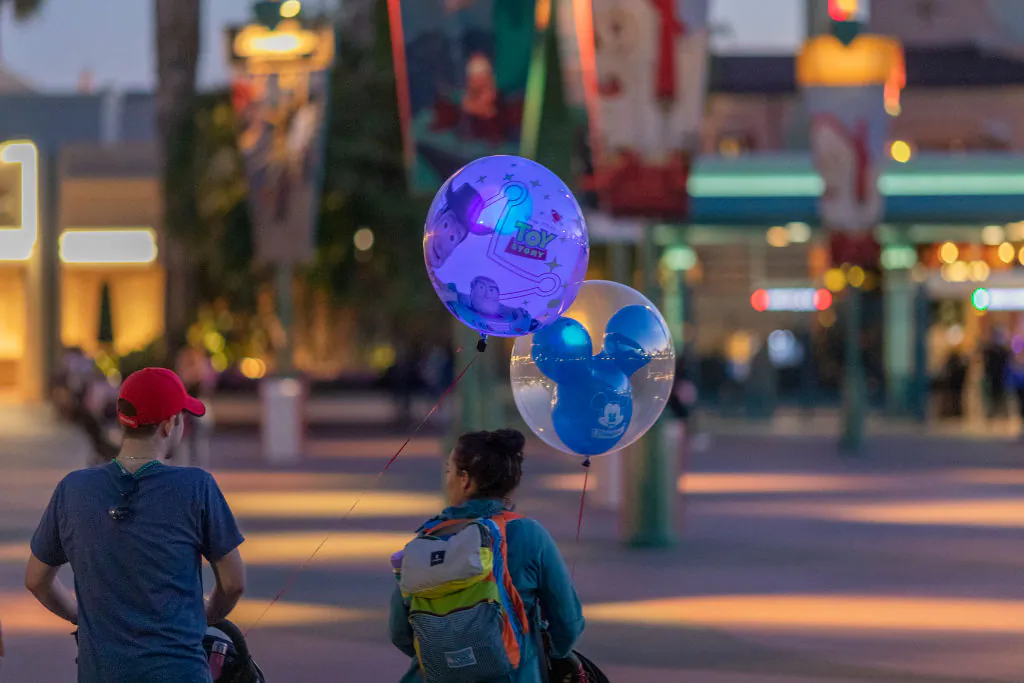 Visitors to Disneyland Park are seen in Anaheim, Calif., on Feb. 25, 2020. (David McNew/Getty Images)