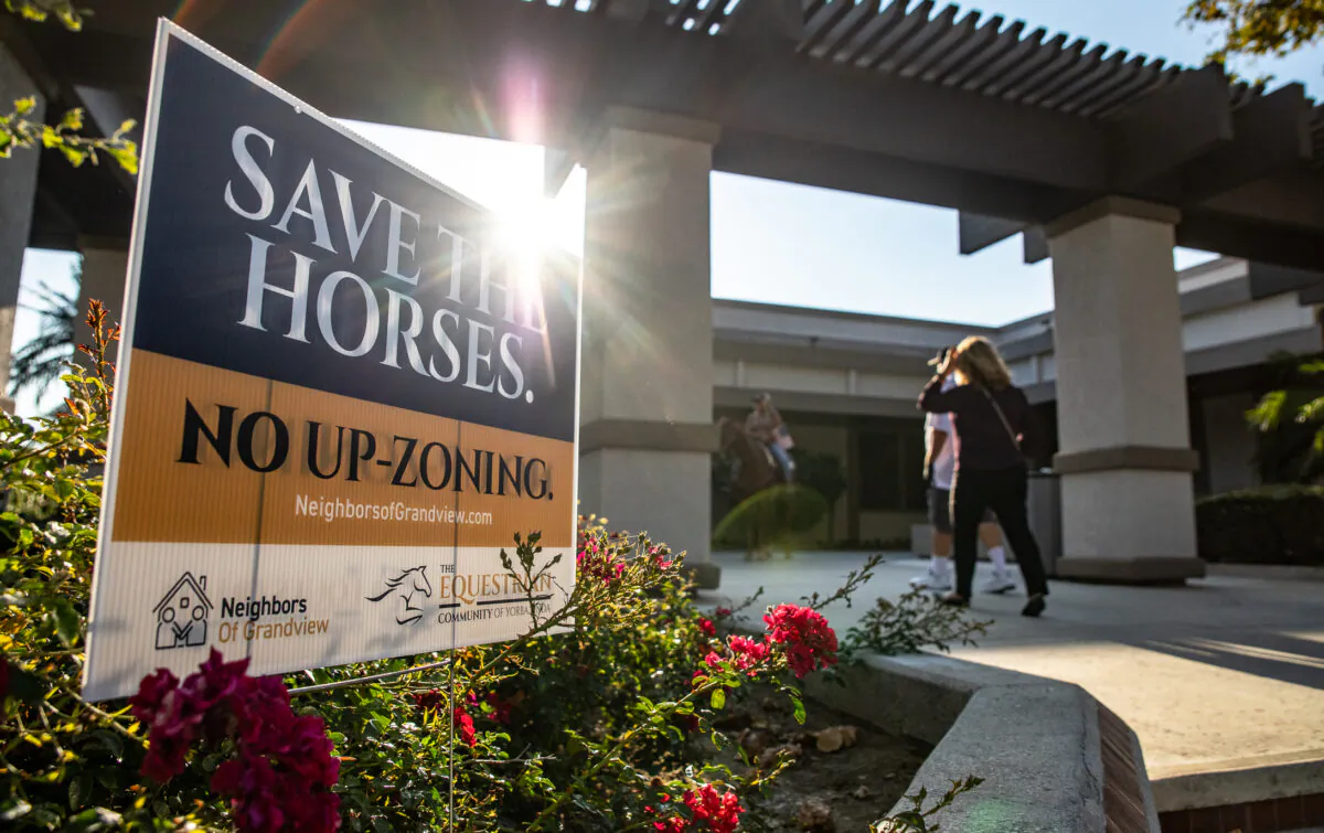 Residents attend a city council meeting involving the rezoning of neighborhoods in Yorba Linda, Calif., on Aug. 2, 2022. (John Fredricks/The Epoch Times)