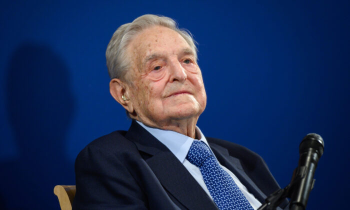 Hungarian-born U.S. investor and philanthropist George Soros looks on after having delivered a speech on the sidelines of the World Economic Forum annual meeting in Davos, Switzerland, on Jan. 23, 2020. (Fabrice Coffrini/AFP/Getty Images)
