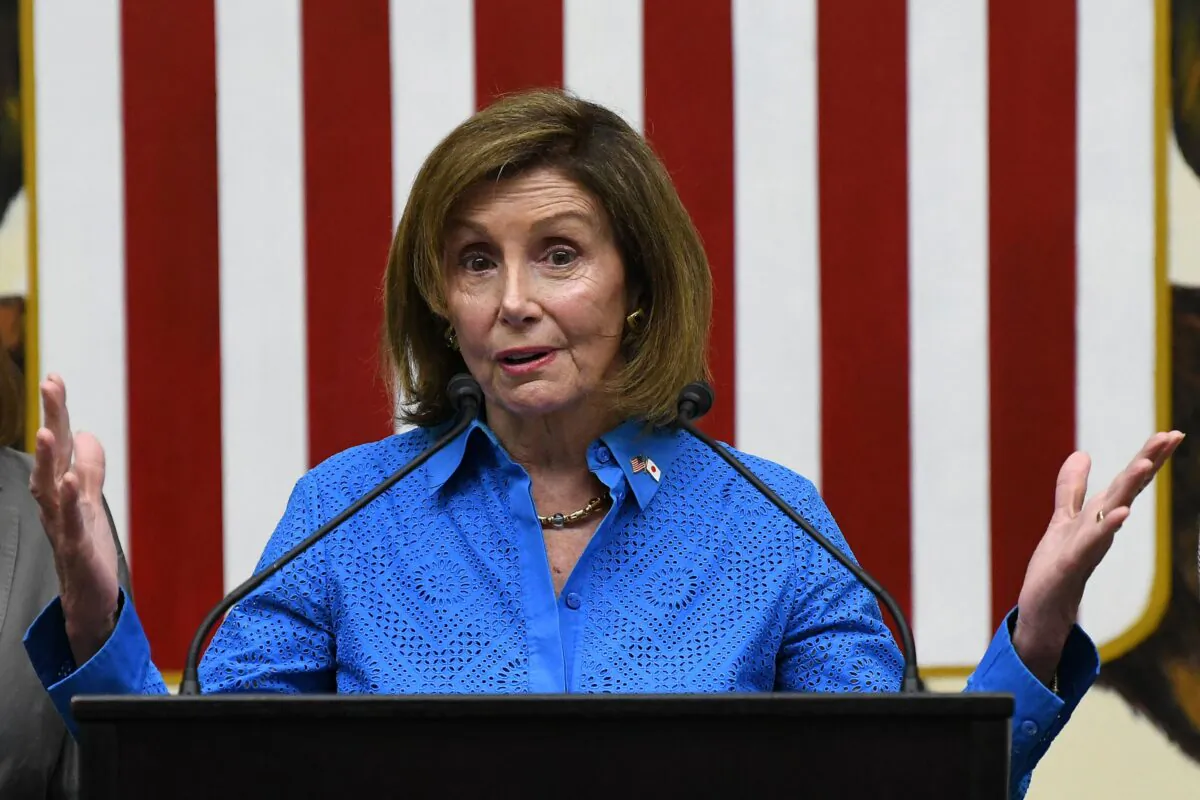 US House Speaker Nancy Pelosi (D-Calif.) attends a press conference at the US Embassy in Tokyo on Aug. 5, 2022, at the end of her Asia tour. (Richard A. Brooks / AFP via Getty Images)