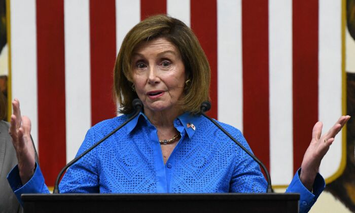 U.S. House Speaker Nancy Pelosi attends a press conference at the U.S. Embassy in Tokyo, Japan on Aug. 5, 2022, at the end of her Asian tour. (Richard Brooks/AFP via Getty Images)