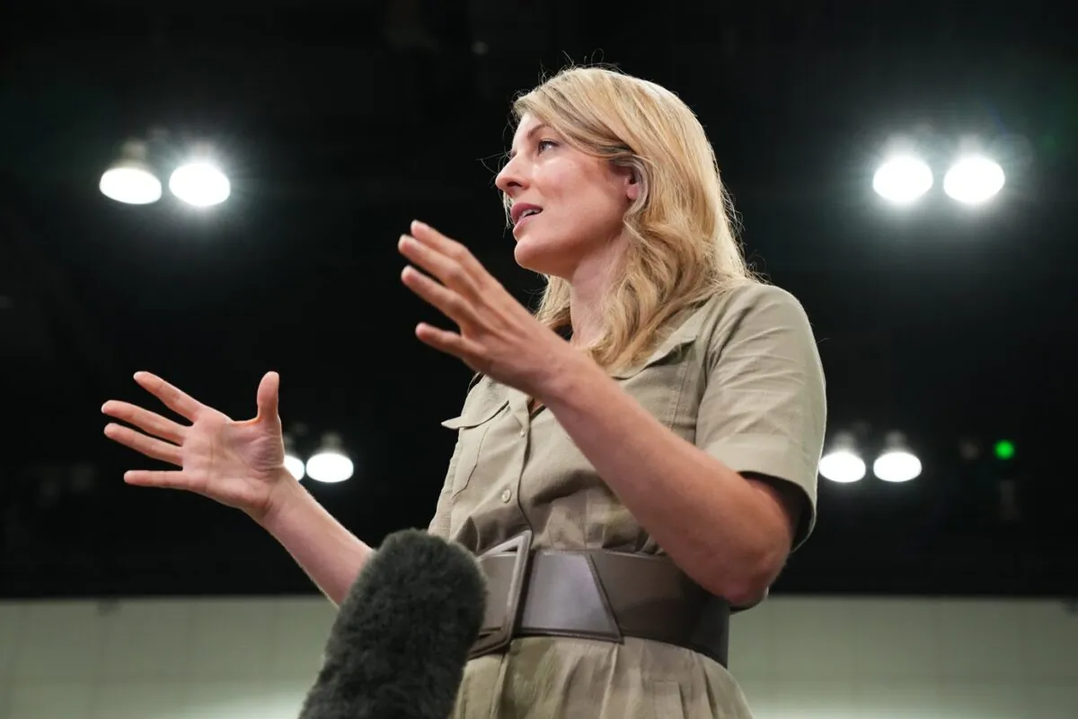 Foreign Affairs Minister Melanie Joly speaks with members of the media at the Summit of the Americas, in Los Angeles, on June 10, 2022. (The Canadian Press/Sean Kilpatrick)