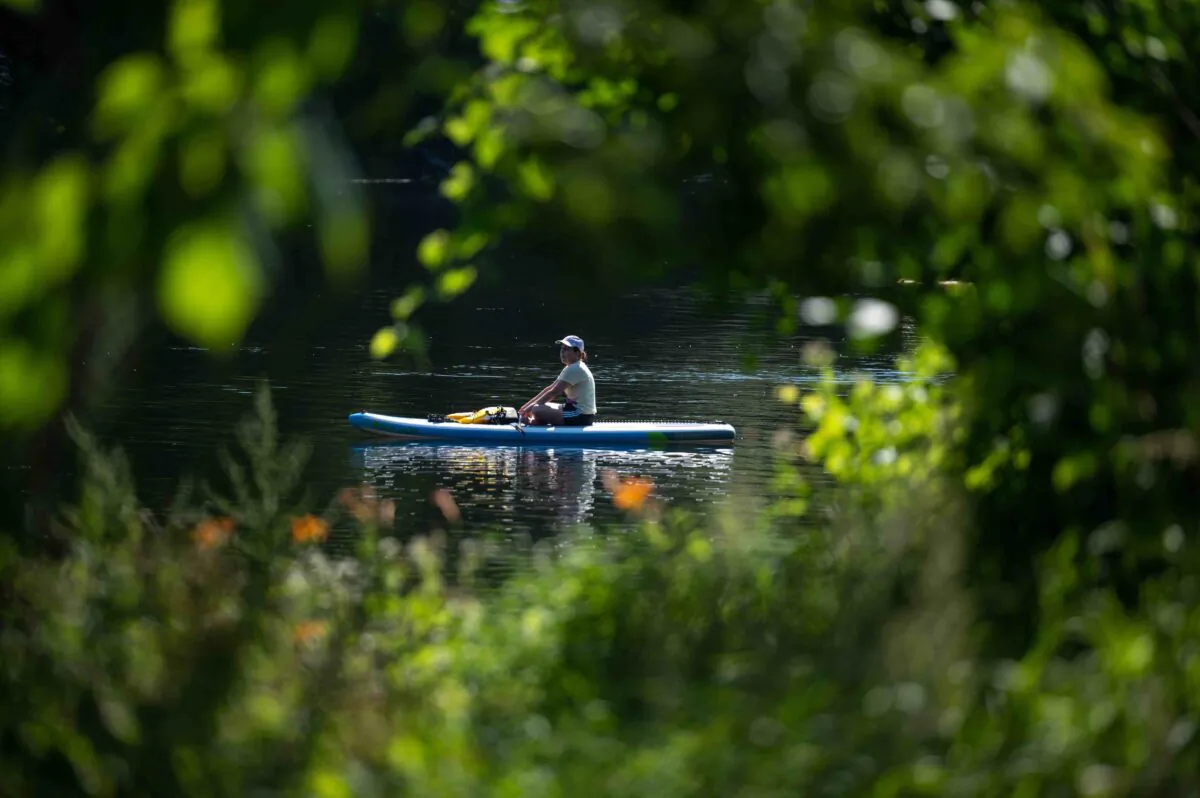 A paddler enjoys the Rideau River in Ottawa, Ont. on July 23, 2022. (The Canadian Press/Spencer Colby)