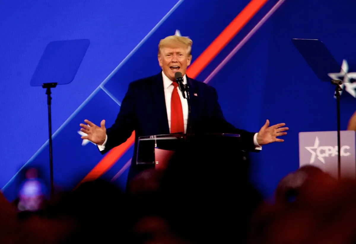 Former President Donald Trump speaks at the Conservative Political Action Conference in Dallas on August 6, 2022. (Bobby Sanchez for The Epoch Times)