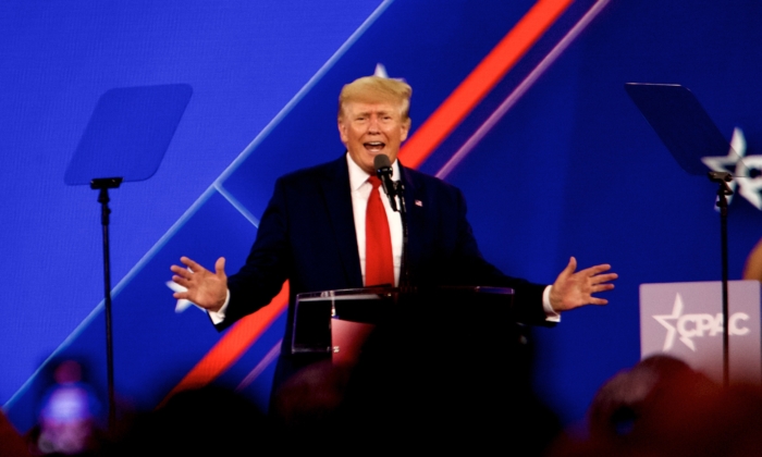 Former President Donald Trump speaks at the Conservative Political Action Conference in Dallas on August 6, 2022. (Bobby Sanchez for The Epoch Times)