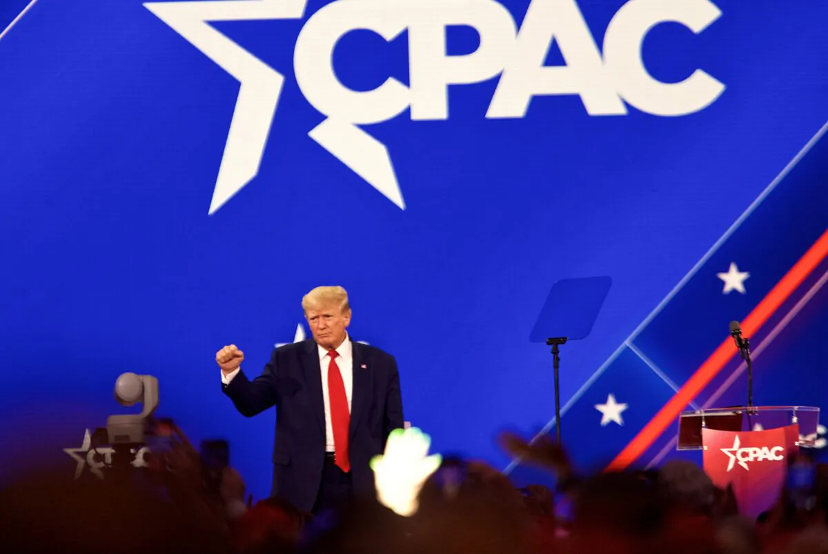 Former President Donald Trump speaks at the Conservative Political Action Conference in Dallas on August 6, 2022. (Bobby Sanchez for The Epoch Times)
