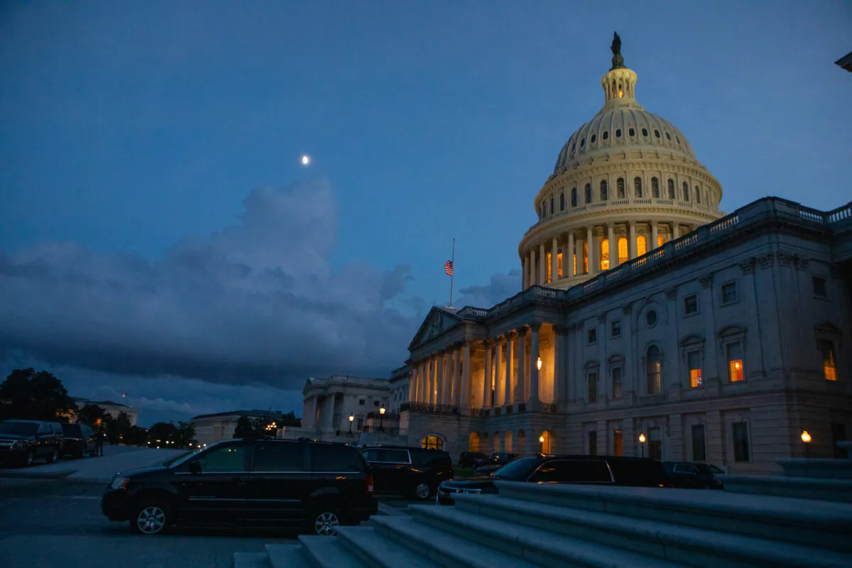 The U.S. Capitol building in Washington on the evening of Aug. 6, 2022. (Anna Rose Layden/Getty Images)