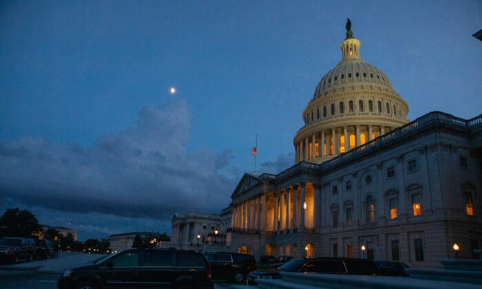 The U.S. Capitol building in Washington on the evening of Aug. 6, 2022. (Anna Rose Layden/Getty Images)