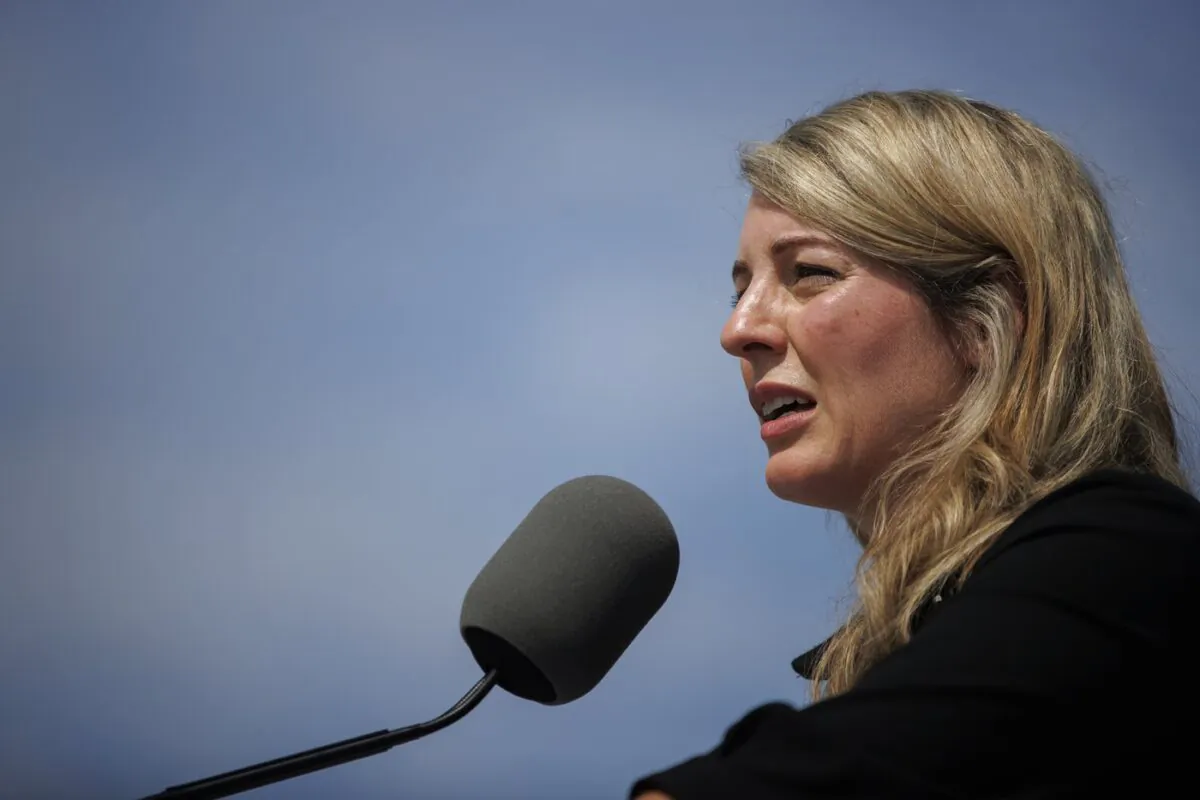 Minister of Foreign Affairs Melanie Joly speaks during a press conference announcing new gun control laws, in Toronto, Aug. 5, 2022. (The Canadian Press/Cole Burston)