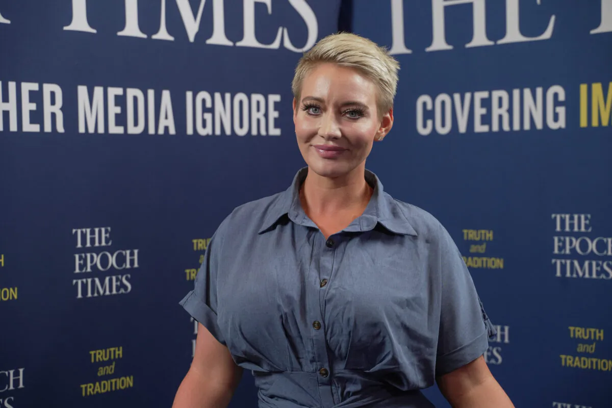 Eliza Bleu, a sex-trafficking survivor and advocate, at the FreedomFest conference in Las Vegas on July 15, 2022. (The Epoch Times)
